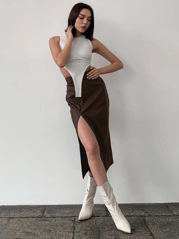 Restve Leather Women Skirts Bodycon Split High Wiast Skirt Sexy Ladies Office Skirt Solid Female Fashion Spring Summer 2022
Restve Leather Women Skirts Bodycon Split High Wiast Skirt Sexy Ladies Office Skirt Solid Female Fashion Spring Summer 2022