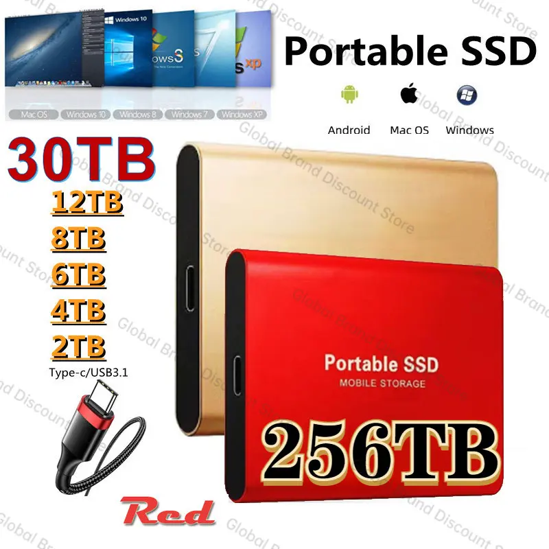 Portable SSD 256TB High-speed Mobile Solid State Drive 16TB External Storage Decives USB 3.1 Interface for Laptop/PC/ Mac/ps5
Portable SSD 256TB High-speed Mobile Solid State Drive 16TB External Storage Decives USB 3.1 Interface for Laptop/PC/ Mac/ps5