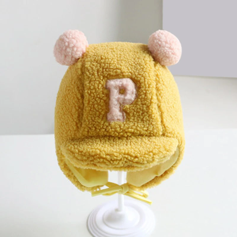 Winter Baby Boys Letter P Lamb Velvet Earflap Hat Double Pompom Cap For Kids Toddler Bonnet Thick Baby Caps
Winter Baby Boys Letter P Lamb Velvet Earflap Hat Double Pompom Cap For Kids Toddler Bonnet Thick Baby Caps