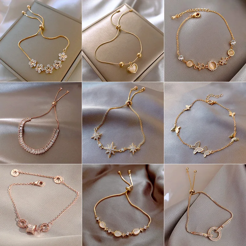 Exquisite Adjustable Bracelet Bangle Flower Star Heart Butterfly Opal Zircon Women Gold Chain Bracelet for Women Jewelry
Exquisite Adjustable Bracelet Bangle Flower Star Heart Butterfly Opal Zircon Women Gold Chain Bracelet for Women Jewelry