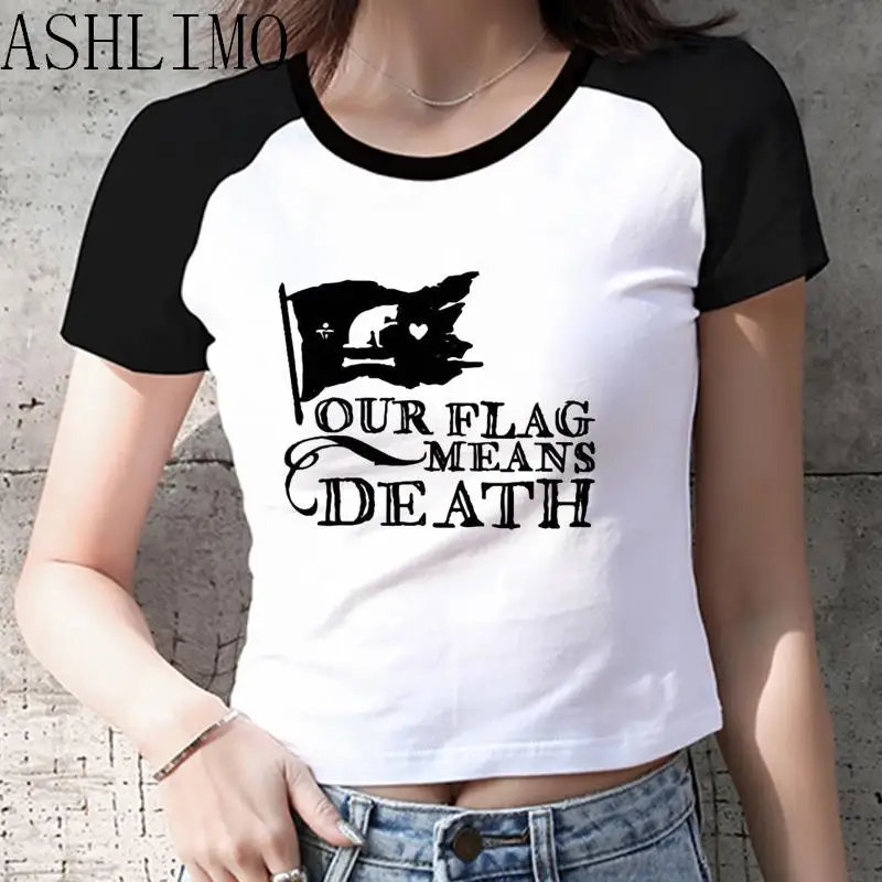 Our Flag Means Death Cat Flag T Shirt Women Summer Sexy Crop Top Tees Black Sleeves Short Sleeves Y2K Tops Eom T-shirt Gothic
Our Flag Means Death Cat Flag T Shirt Women Summer Sexy Crop Top Tees Black Sleeves Short Sleeves Y2K Tops Eom T-shirt Gothic