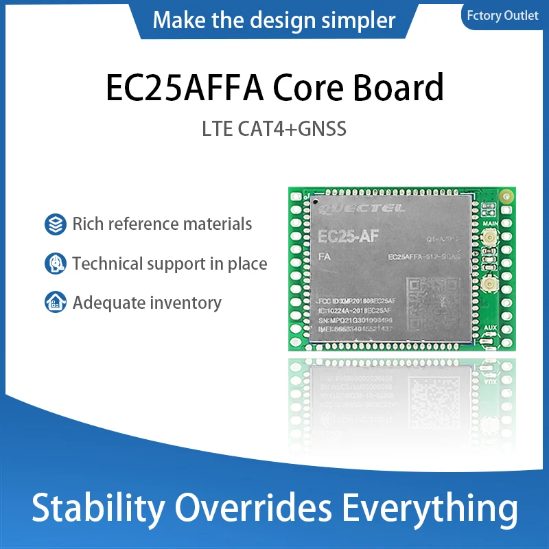 QUECTEL EC25AFFA-512-SGAS Development Core Board CAT4 EC25A-FFA 4G Module support:B2/B4/B5/B12/B13/B14/B66/B71WCDMA:B2/B4/B5
QUECTEL EC25AFFA-512-SGAS Development Core Board CAT4 EC25A-FFA 4G Module support:B2/B4/B5/B12/B13/B14/B66/B71WCDMA:B2/B4/B5