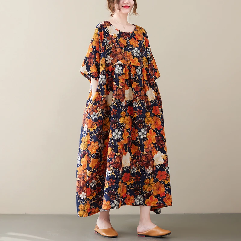 2022 Summer New Bohemian Woman Dress Retro Print Short Sleeve Maxi Dresses Female Robe Casual Large Size Loose Linen Jurk Midi
2022 Summer New Bohemian Woman Dress Retro Print Short Sleeve Maxi Dresses Female Robe Casual Large Size Loose Linen Jurk Midi