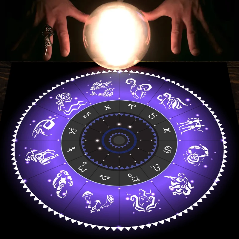 

Divination Tarot Tablecloth 12 constellations Altar Cloth Wheel of The Zodiac Astrology Sun Moon Room Decor Witchcraft Supplies