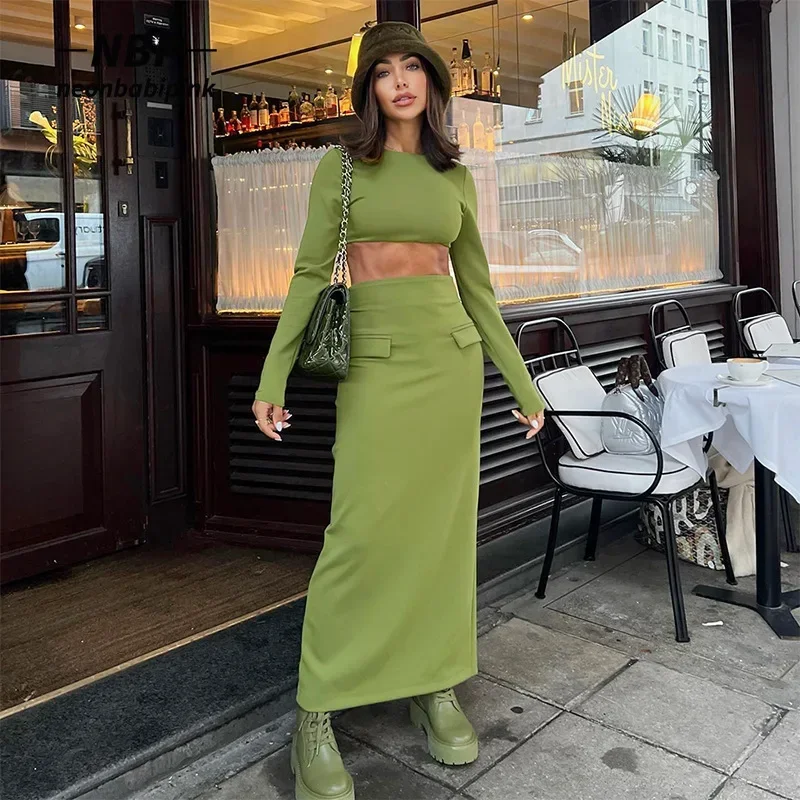 NEONBABIPINK Long Sleeve Crop Top and Split Long Skirt Set 2 Piece Matching Sets Fashion Green Dress Winter Outfits N85-EZ40
NEONBABIPINK Long Sleeve Crop Top and Split Long Skirt Set 2 Piece Matching Sets Fashion Green Dress Winter Outfits N85-EZ40