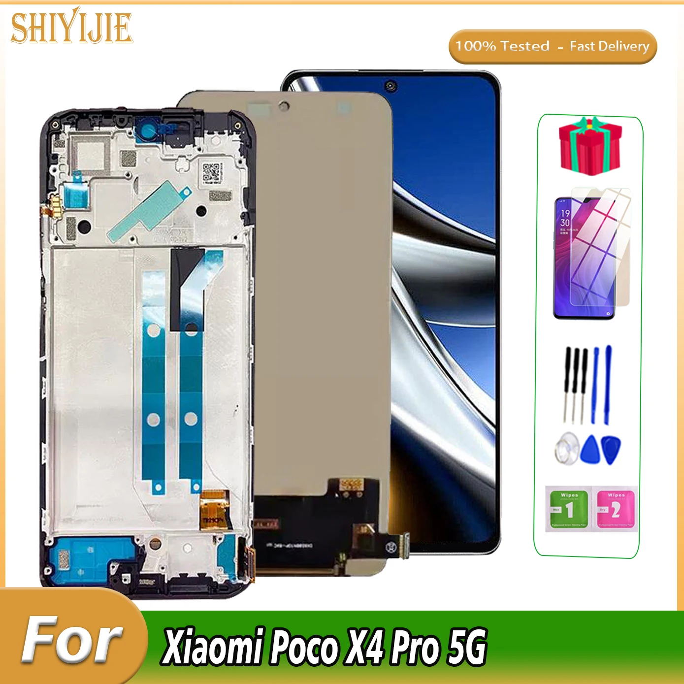 

6.67'' Super AMOLED For Xiaomi Poco X4 Pro 5G LCD Touch Screen Display Digitizer Assembly For Poco X4Pro 5G 201116PG LCD / Frame