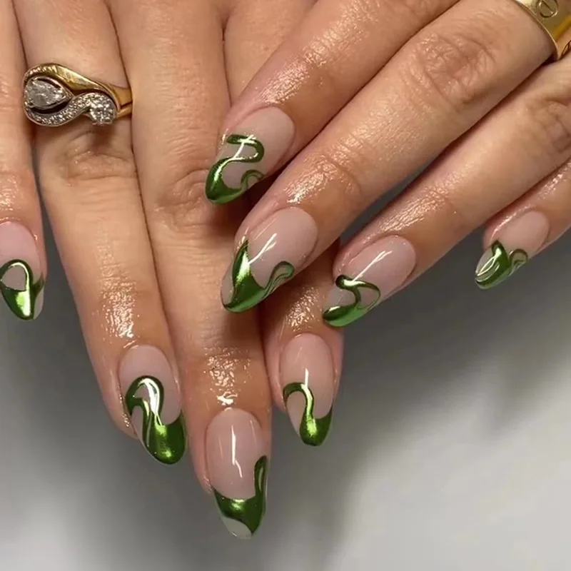 Chic Charm Woman Almond Nails Green Ripple Shape Middle False Fake Nails Finished Full Cover Ins Easy To Wear Glue Makeup Party
Chic Charm Woman Almond Nails Green Ripple Shape Middle False Fake Nails Finished Full Cover Ins Easy To Wear Glue Makeup Party