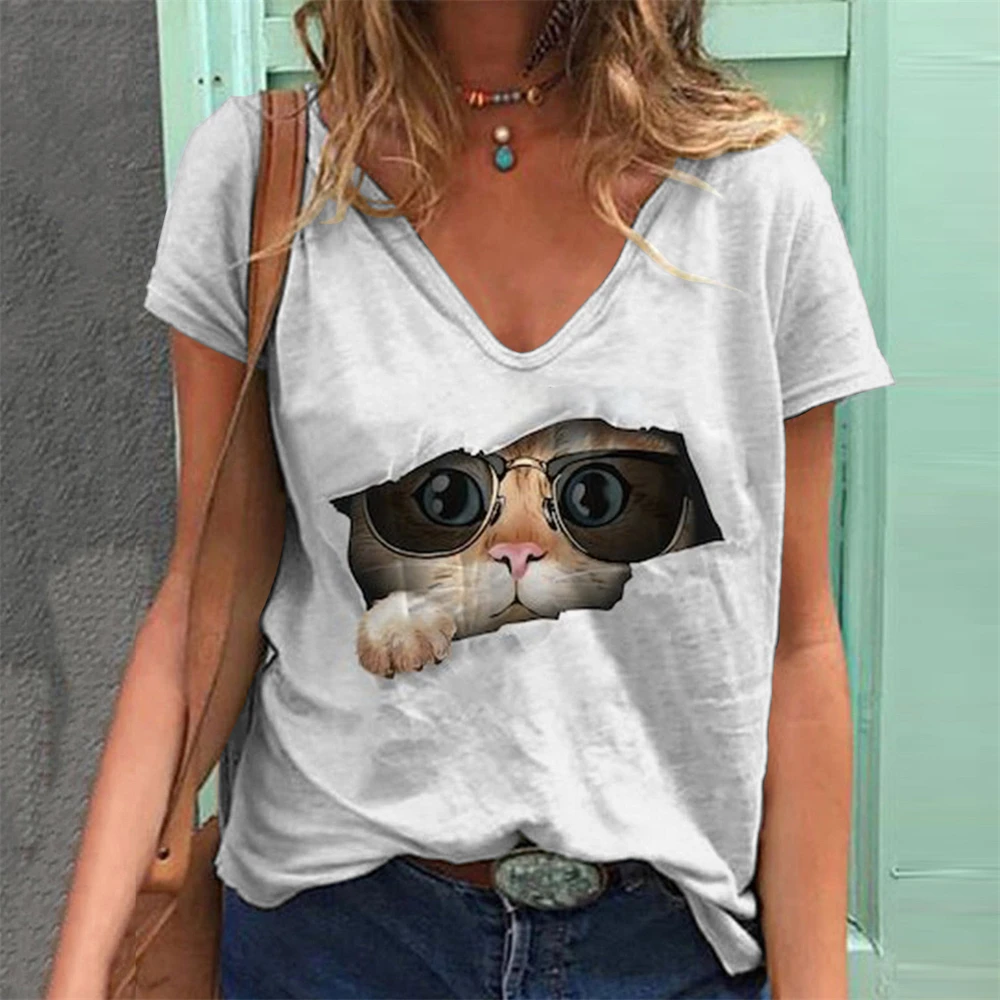 2023 Summer T Shirt Women Top Cute Cat 3D Print Female T-shirt Short Sleeve Harajuku Animal Fashion Tee Loose Oversized Clothing
2023 Summer T Shirt Women Top Cute Cat 3D Print Female T-shirt Short Sleeve Harajuku Animal Fashion Tee Loose Oversized Clothing