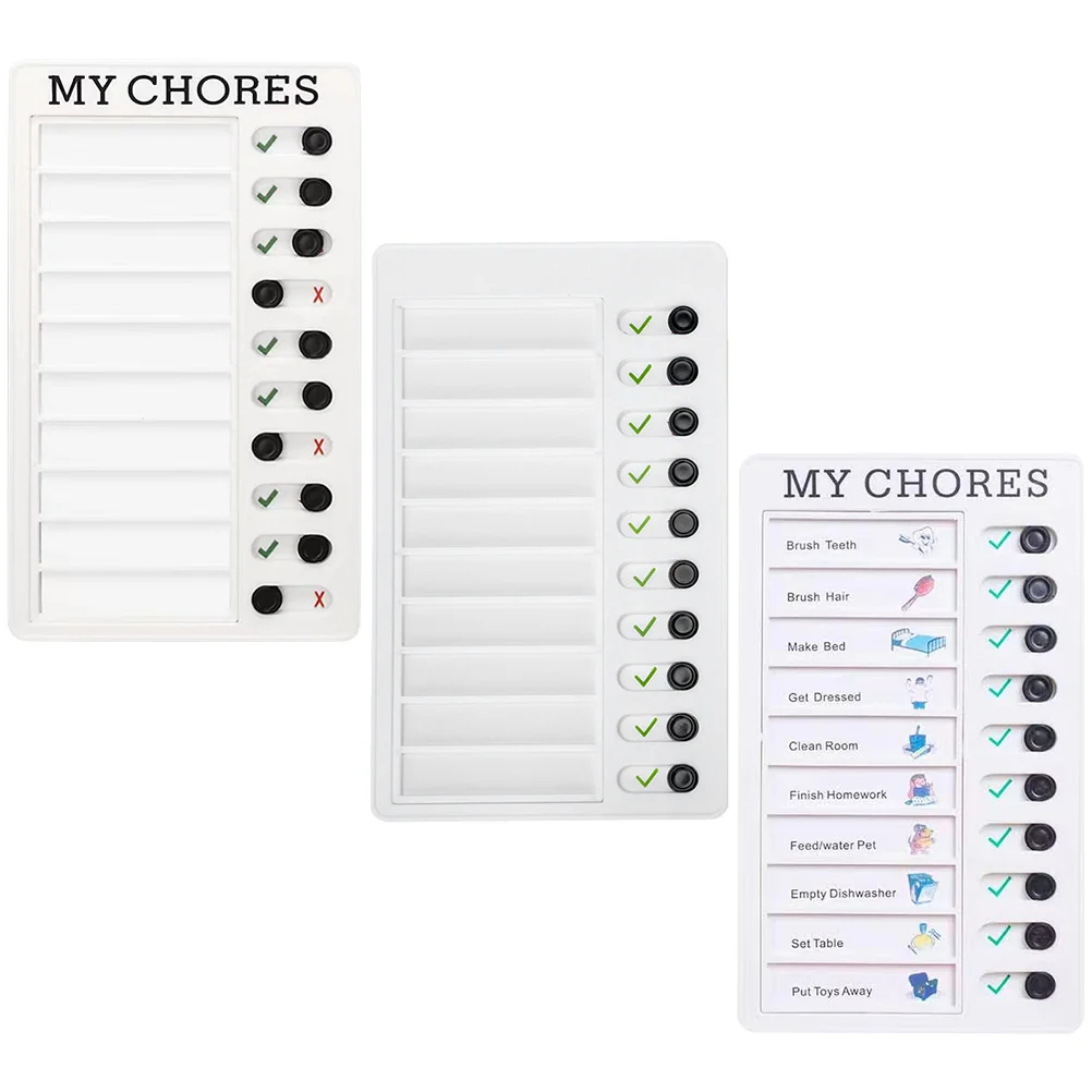 

3 Pcs Self-discipline Check-in Children DIY Reminder Chart Portable Chores Creative Planning RV Kids Utensils Home Accessories