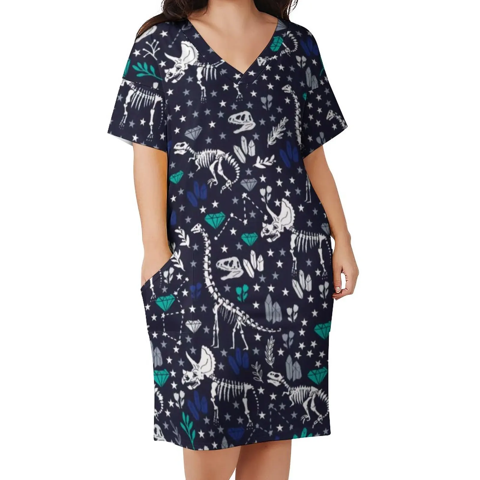 Cute Dinosaurs Casual Dress Blue Dinosaur Skeletons Lover Retro Dresses Ladies V Neck Graphic Streetwear Dress Plus Size 3XL 4XL
Cute Dinosaurs Casual Dress Blue Dinosaur Skeletons Lover Retro Dresses Ladies V Neck Graphic Streetwear Dress Plus Size 3XL 4XL