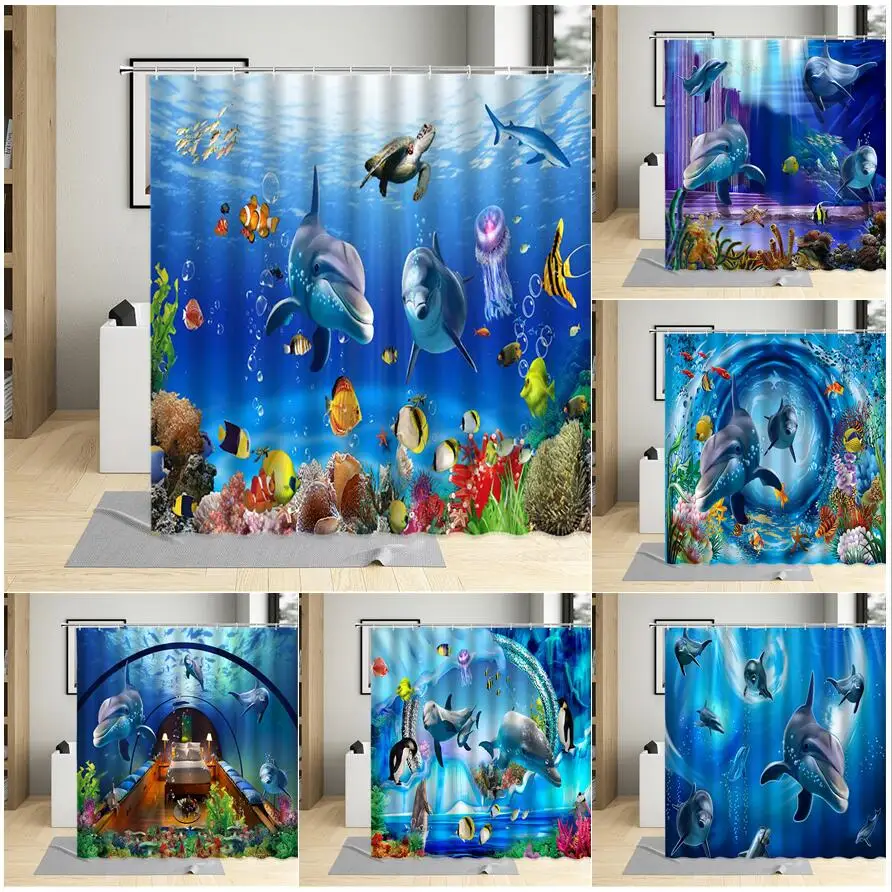Seabed World Dolphin Shower Curtains Cartoon Ocean Animals Tropical Fish Sea Turtle Coral Plants Children Bathroom Decor Hooks
Seabed World Dolphin Shower Curtains Cartoon Ocean Animals Tropical Fish Sea Turtle Coral Plants Children Bathroom Decor Hooks