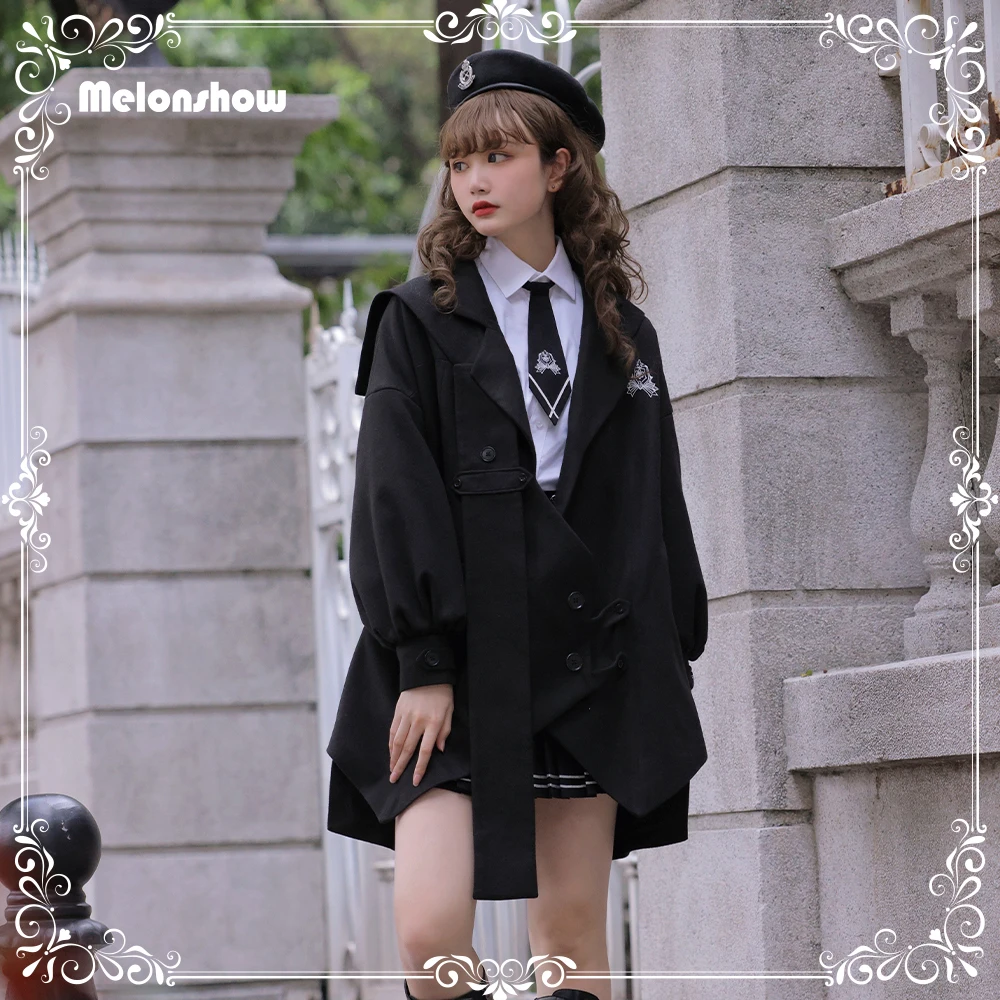 

Melonshow Original Gothic Lolita Suit Winter Military Lolita Dress Taboo Book Sk Skirt Woolen Coat Cloak Blose Tie Vest Full Set