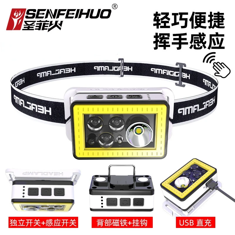 LED bright headlight mini USB charging cob red light multi-function induction night running convenient riding light
LED bright headlight mini USB charging cob red light multi-function induction night running convenient riding light