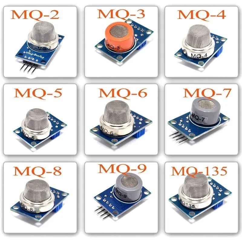 

MQ-2 MQ-3 MQ-4 MQ-5 MQ-6 MQ-7 MQ-8 MQ-9 MQ-135 Detection Smoke methane liquefied Gas Sensor Module kit for Arduino Starter Kit