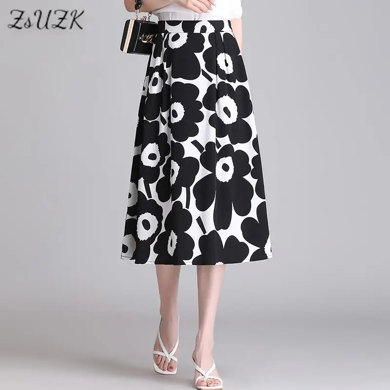 ZUZK Women Summer Big Flower A-Line Skirt 2022 New Elastic High Wasit Simple Elegant Mid-Length OL Wear Skirt Jupe
ZUZK Women Summer Big Flower A-Line Skirt 2022 New Elastic High Wasit Simple Elegant Mid-Length OL Wear Skirt Jupe