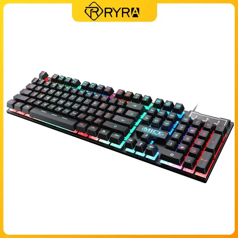 

RYRA Gaming Mechanical Keyboard Feel Rainbow LED Backlight USB Keyboard And Mouse Set Ergonomic For PC Laptop Computer Gamer