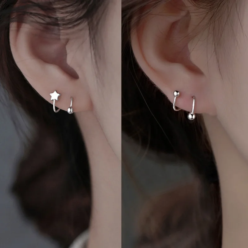 

2pcs Cute Ear Studs Spiral Twisted Lip Tongue Piercing Heart Star Ear Cartilage Helix Body Piercing Stud Earring Jewelry Gifts