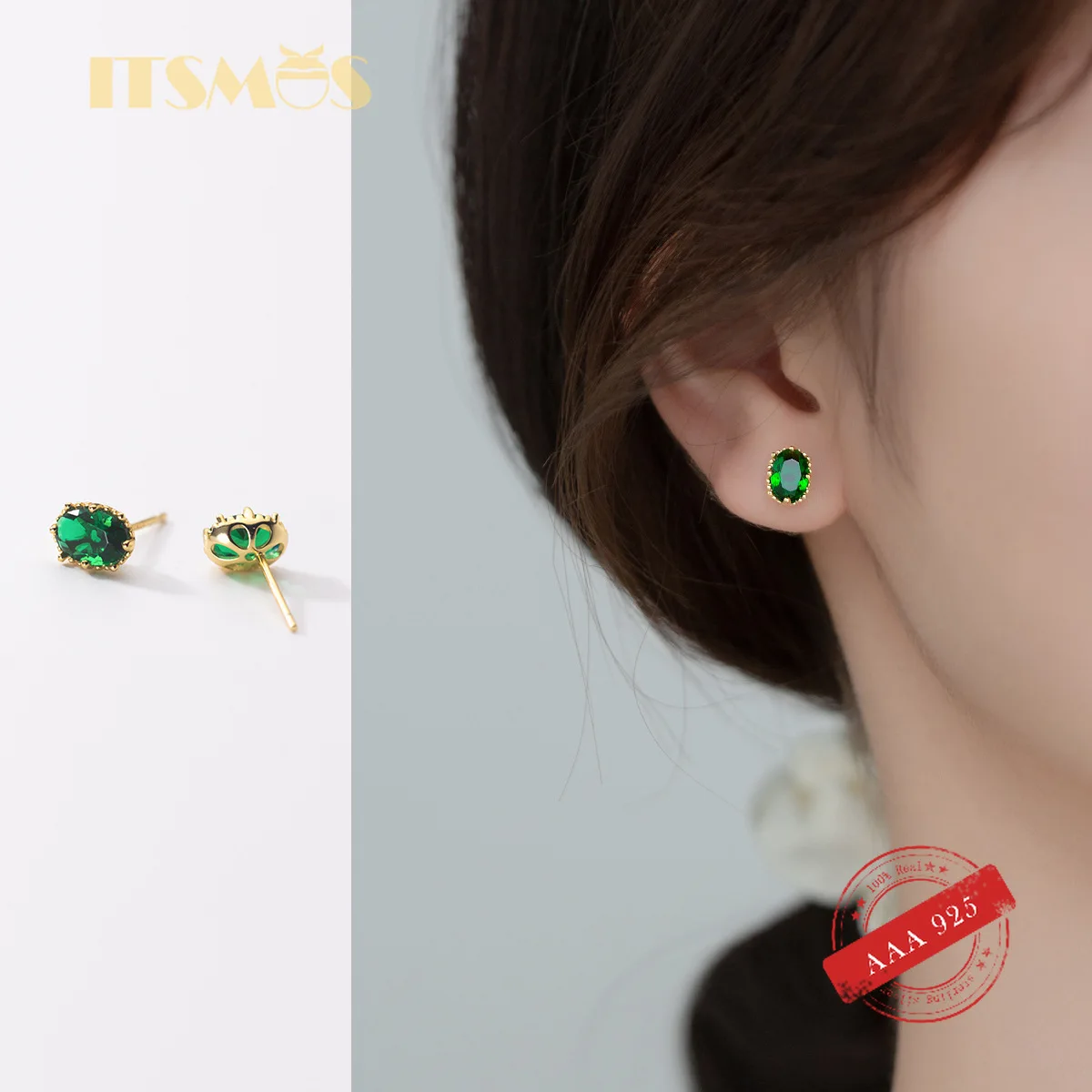 ITSMOS S925 Sterling Silver Green Zircon Diamond Oval Flower Setting Earrings Simple Small Summer Ear Jewelry for Women
ITSMOS S925 Sterling Silver Green Zircon Diamond Oval Flower Setting Earrings Simple Small Summer Ear Jewelry for Women