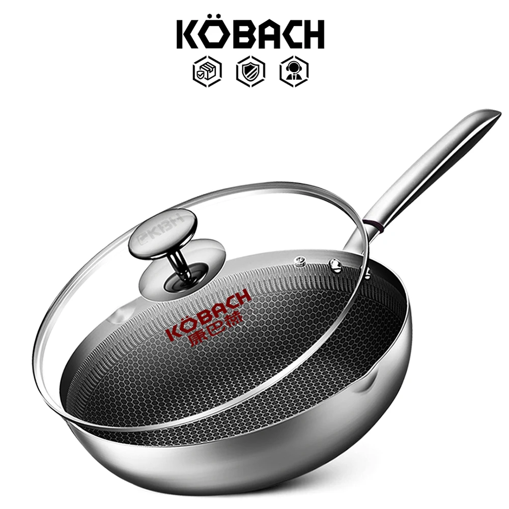 Сковорода KOBACH кухонная стандартная посуда из нержавеющей стали 316L антипригарная