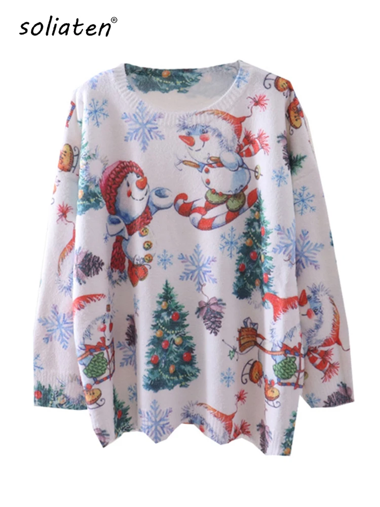Рождественский женский свитер 2022, модный вязаный свитер с принтом снеговика и круглым вырезом, с длинным рукавом, осенне-зимняя теплая одеж...
Рождественский женский свитер 2022, модный вязаный свитер с принтом снеговика и круглым вырезом, с длинным рукавом, осенне-зимняя теплая одеж...