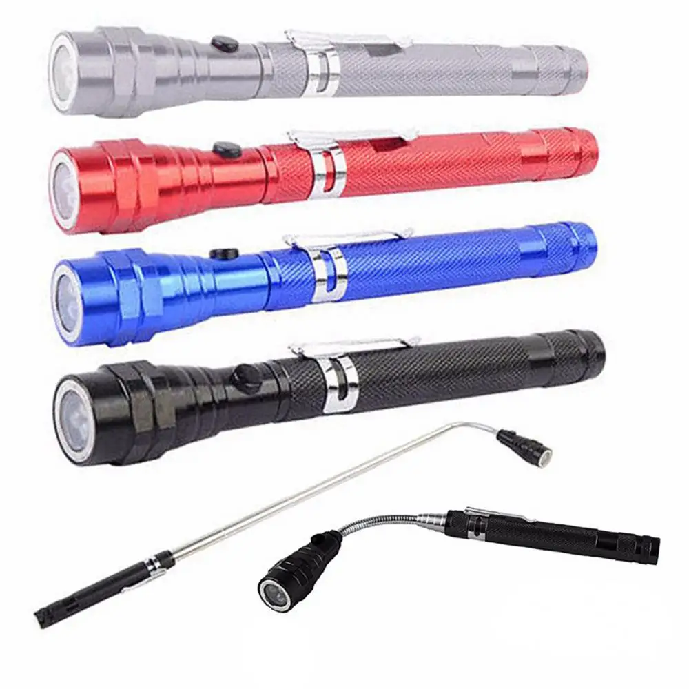 

3-LED Outdoor Flashlight Magnetic Retractable Free Bending Car Repair Penlight Flashlight with Clip