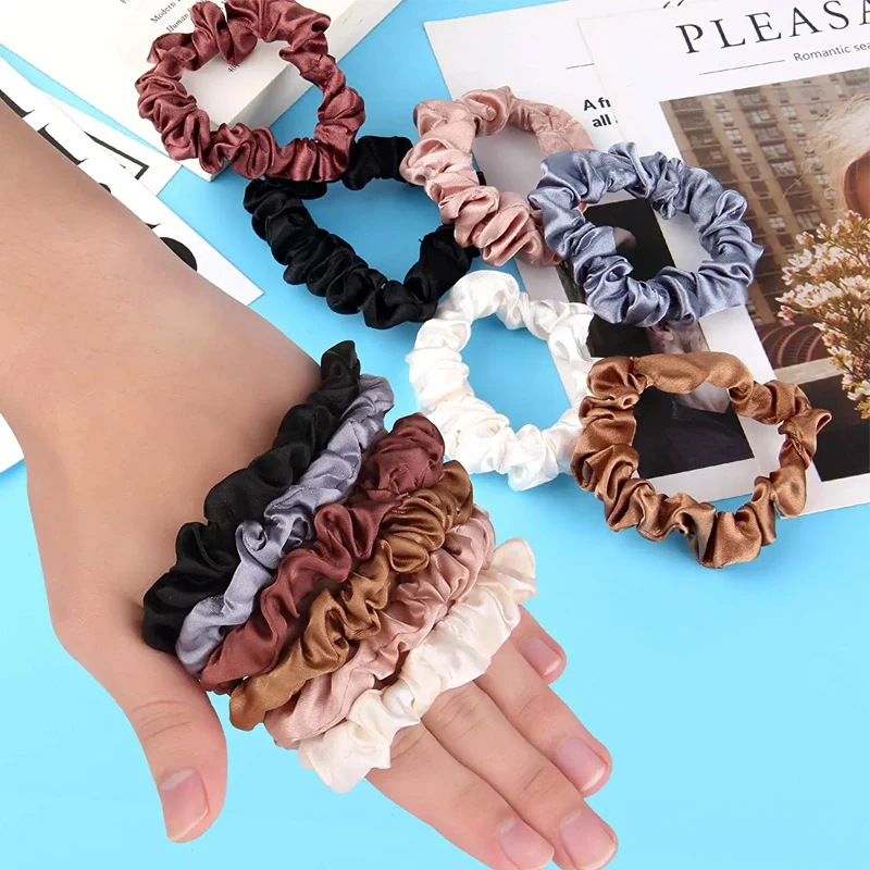 Однотонные винтажные атласные резинки для девочек эластичные волос заколка