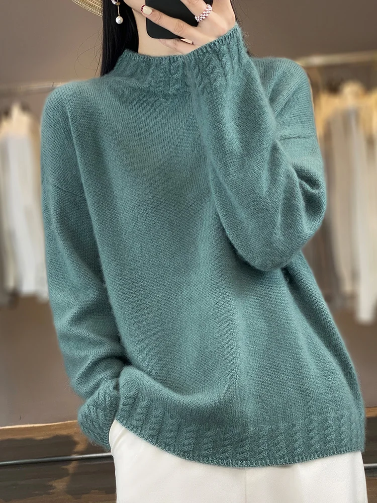 Half High Collar 100% Wool Women Sweaters For Fashion 2022 Knitted Tops Korean Style Cashmere Winter Clothe Pullover Long Sleeve 
Half High Collar 100% Wool Women Sweaters For Fashion 2022 Knitted Tops Korean Style Cashmere Winter Clothe Pullover Long Sleeve
