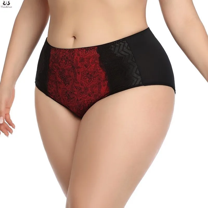 

Xiushiren Red Black Floral Print Lace Underpants for Women Plus Size Xl Xxl Xxxl Xxxxl Xxxxxl Xxxxxxl Ultra-Thin Female Panties