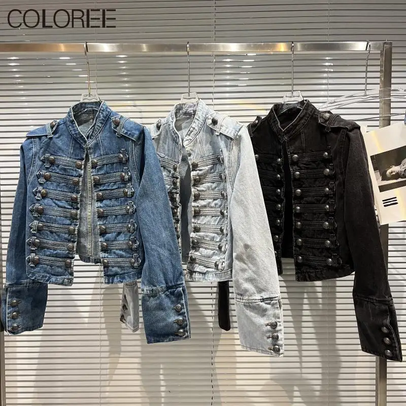 Женские джинсовые куртки Chaquetas, винтажные джинсовые куртки с золотыми пуговицами, корейская модная одежда, весна 2022
Женские джинсовые куртки Chaquetas, винтажные джинсовые куртки с золотыми пуговицами, корейская модная одежда, весна 2022