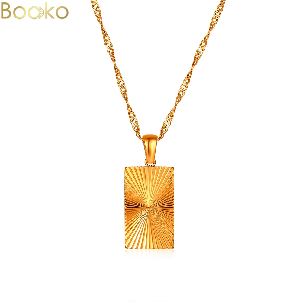 BOAKO Chain Women Necklace Choker Stainless Steel Bar Textured Square Pendant Gold Color Chain Necklace For Women Trend Jewelry
BOAKO Chain Women Necklace Choker Stainless Steel Bar Textured Square Pendant Gold Color Chain Necklace For Women Trend Jewelry