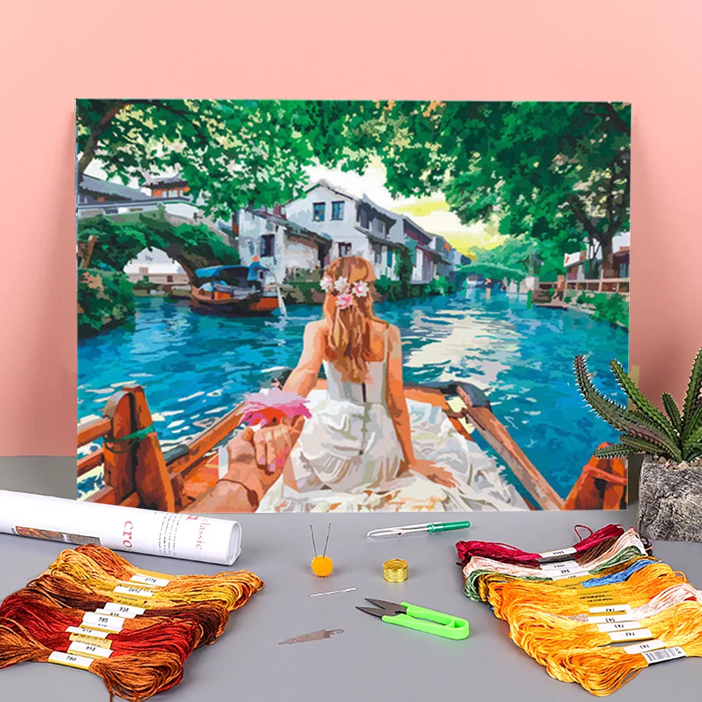 Набор для вышивки крестиком 11 карат с абстрактным изображением девушки 
Набор для вышивки крестиком 11 карат с абстрактным изображением девушки