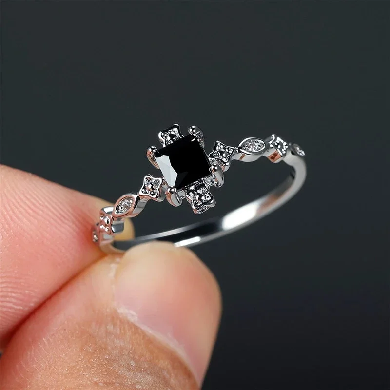 Винтажное кольцо с черным Цирконом для мужчин и женщин маленькое обручальное