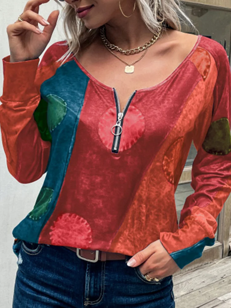 2022 Spring Vintage Printed T Shirt Women Long Sleeve Tops Streetwear Casual O Neck Splicing Color Loose Zipper Pullover Blouse
2022 Spring Vintage Printed T Shirt Women Long Sleeve Tops Streetwear Casual O Neck Splicing Color Loose Zipper Pullover Blouse