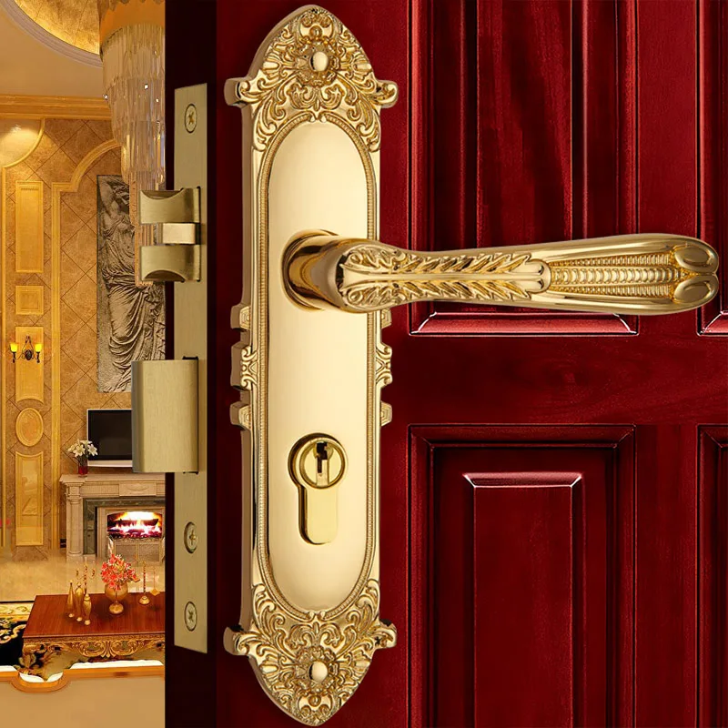Solid Brass Indoor Lock Modern Golden Villa Wood Door Handle Locks Europen Entrance Door Lockset Antique Front Door Locksets
Solid Brass Indoor Lock Modern Golden Villa Wood Door Handle Locks Europen Entrance Door Lockset Antique Front Door Locksets