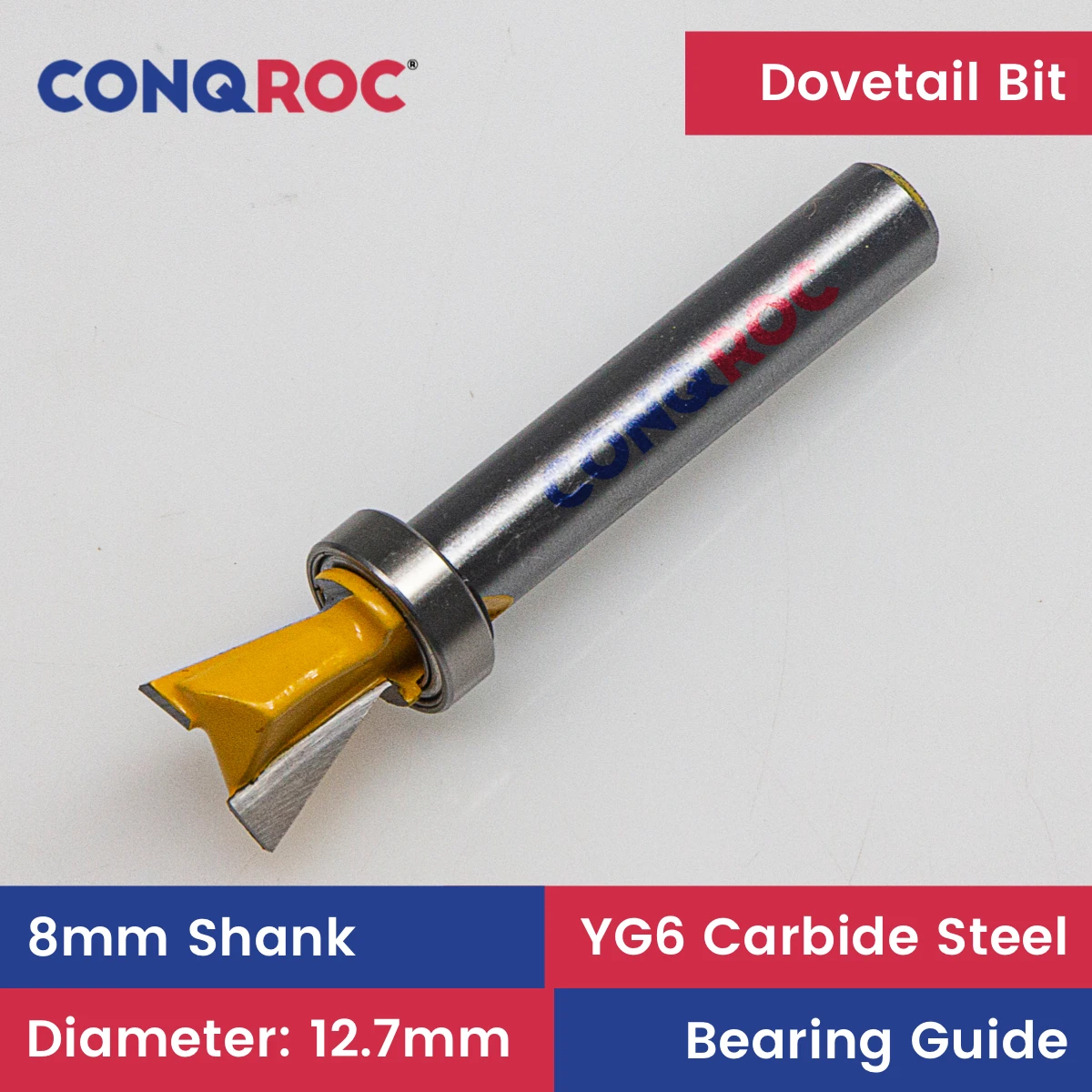 Dovetail Router Bit with Top Bearing 8mm-Shank Tungsten Carbide Woodworking Drawers Boxes Joints Milling Cutter Diameter-12.7mm
Dovetail Router Bit with Top Bearing 8mm-Shank Tungsten Carbide Woodworking Drawers Boxes Joints Milling Cutter Diameter-12.7mm