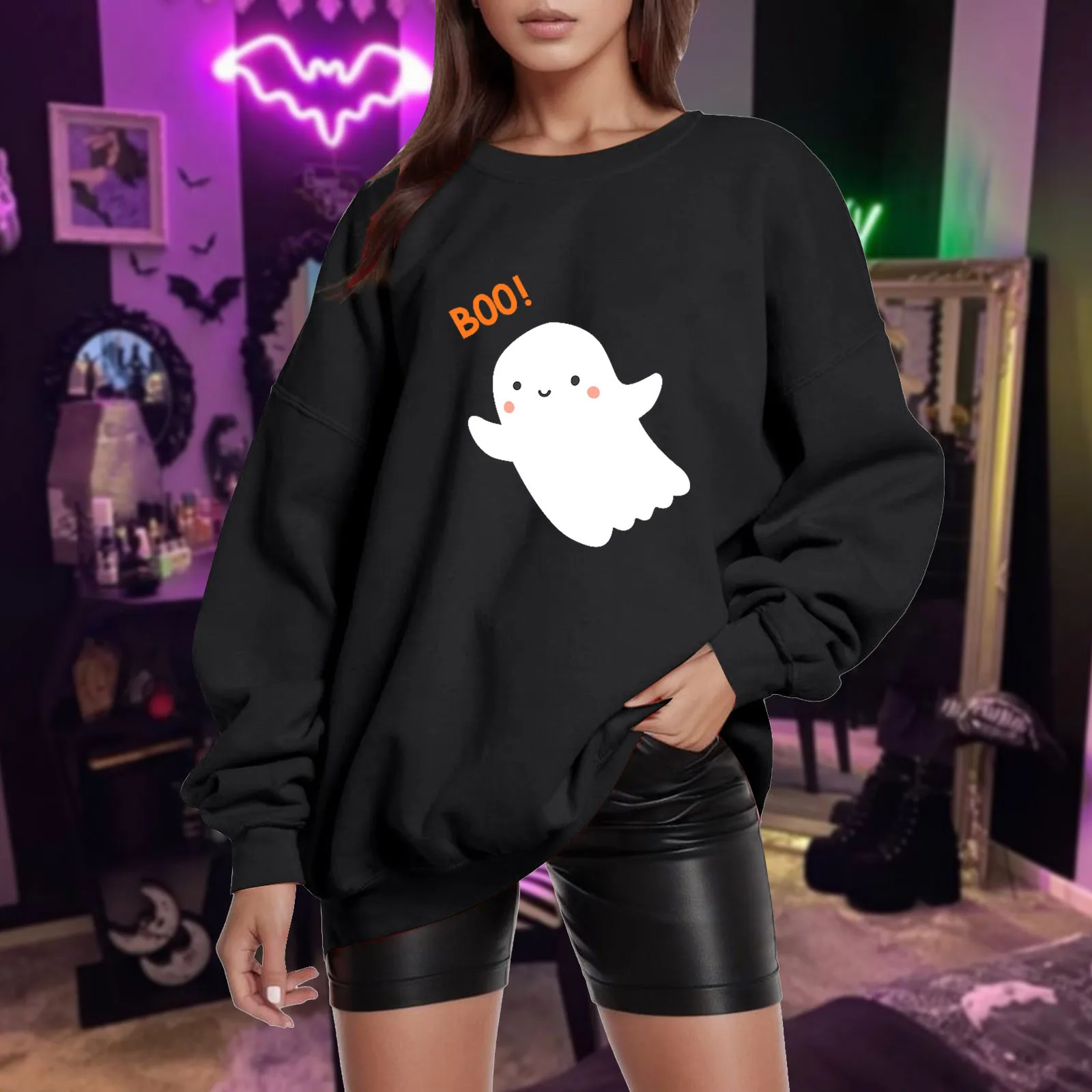 Womens Cute Ghost Sweatshirt Loose Solid Color Halloween Clothes Cute Print Pullover Long Sleeve Hatless Hoodie Sudadera Mujer
Womens Cute Ghost Sweatshirt Loose Solid Color Halloween Clothes Cute Print Pullover Long Sleeve Hatless Hoodie Sudadera Mujer