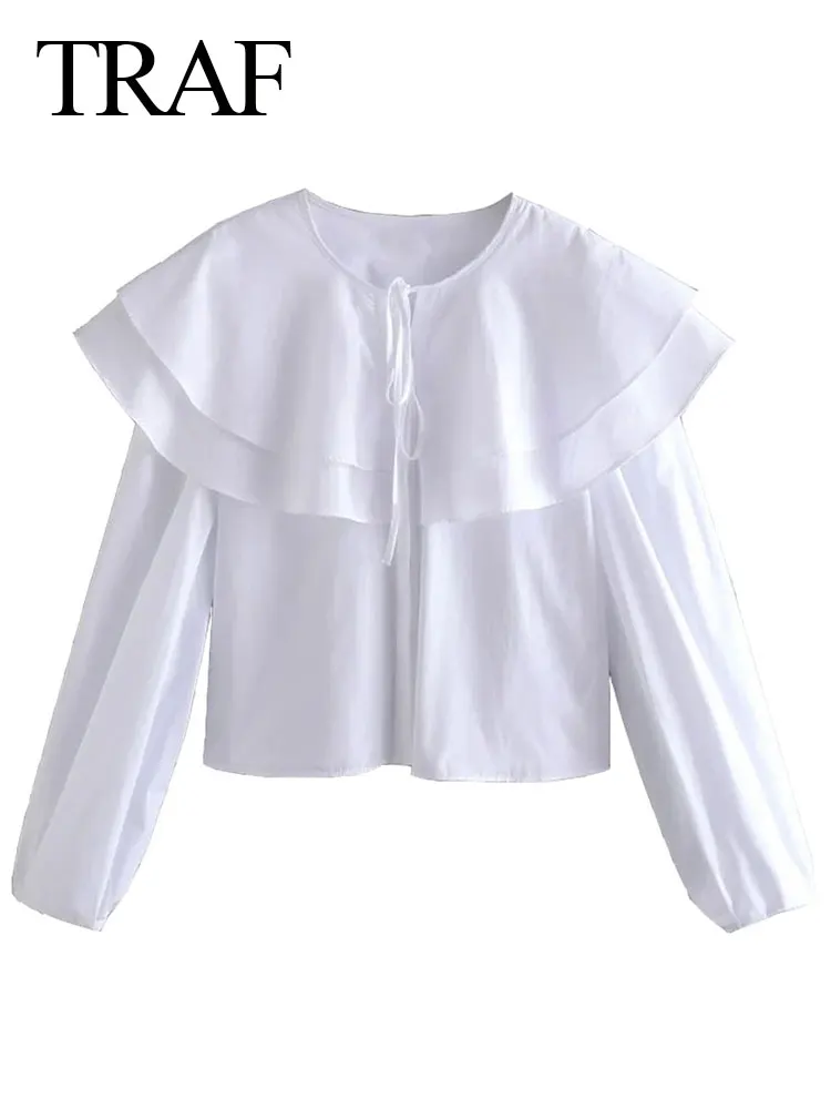 Модный женский односекционный Топ с длинным рукавом и воротником TRAF, однотонный белый топ с двойным воротником для молодых девушек на лето
Модный женский односекционный Топ с длинным рукавом и воротником TRAF, однотонный белый топ с двойным воротником для молодых девушек на лето