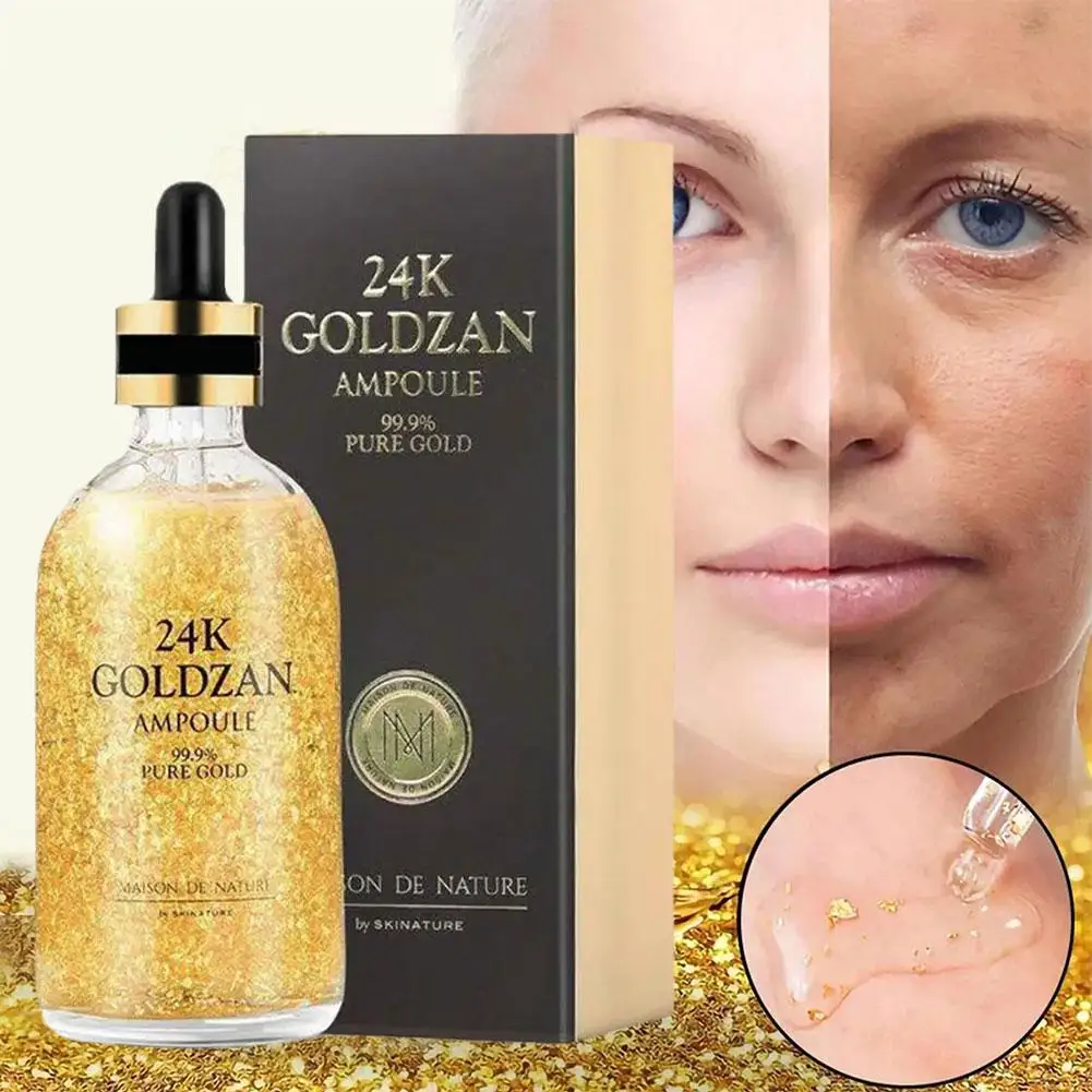 

24K Gold Hydrating Essence Moisturizing Anti-aging Shrinking Wrinkle Cream Serum Brightening Solution Anti Snail Pore Face N7K4