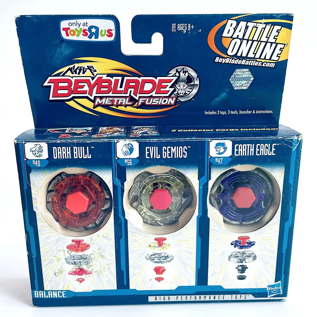 BEYBLADE METAL FUSION BB-40 DARH BULL&BB-56 EVIL GEMIOS&BB-47 EARTH EAGLE INCLUDES 3 TOPS,3 TOOLS,LAUNCHER&INSTRUCTIONS
BEYBLADE METAL FUSION BB-40 DARH BULL&BB-56 EVIL GEMIOS&BB-47 EARTH EAGLE INCLUDES 3 TOPS,3 TOOLS,LAUNCHER&INSTRUCTIONS