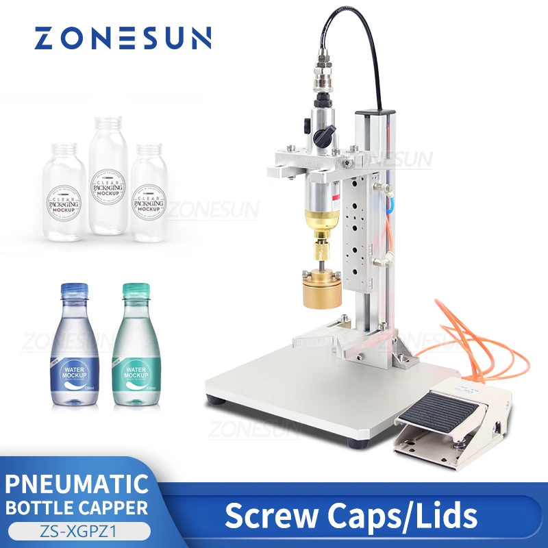 ZONESUN Capping Machine Pneumatic Round Bottle Closure Screw Tops Lids Water Juice Chubby Gorilla Tool Small Production ZS-XGPZ1
ZONESUN Capping Machine Pneumatic Round Bottle Closure Screw Tops Lids Water Juice Chubby Gorilla Tool Small Production ZS-XGPZ1