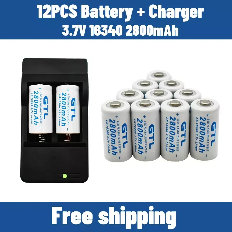 NEW2023 2022 100% original premium 3.7V 2800mAh Li-ion 16340 Batteries CR123A Battery for LED Flashlight Travel Wall + Charger
NEW2023 2022 100% original premium 3.7V 2800mAh Li-ion 16340 Batteries CR123A Battery for LED Flashlight Travel Wall + Charger