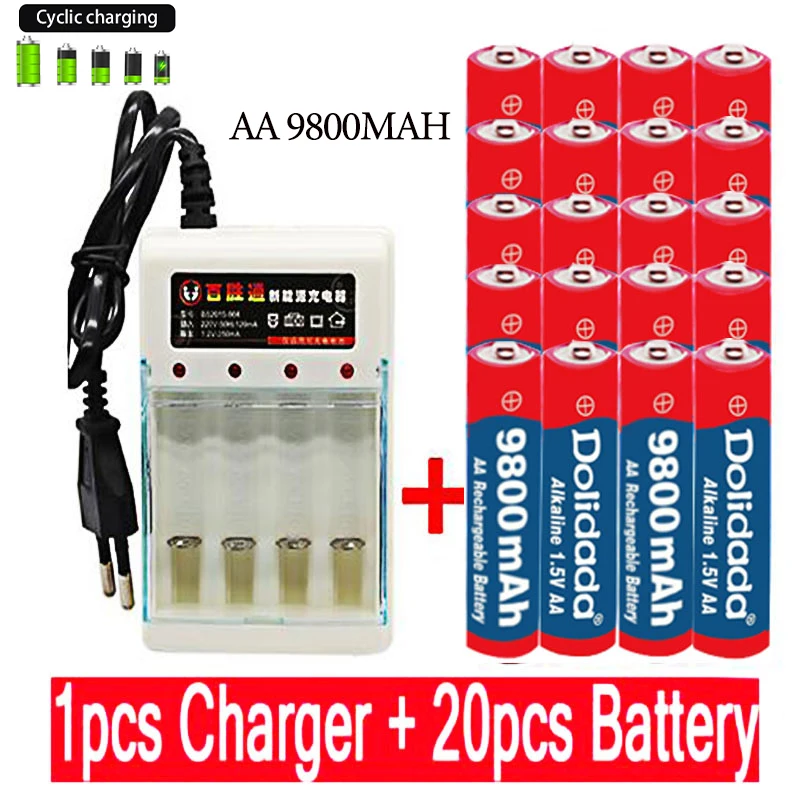 Rechargeable Battery 2023New Tag AA Battery 9800 Mah AA 1.5 V. Rechargeable New Alcalinas Drummey +1pcs 4-cell Battery Charger
Rechargeable Battery 2023New Tag AA Battery 9800 Mah AA 1.5 V. Rechargeable New Alcalinas Drummey +1pcs 4-cell Battery Charger