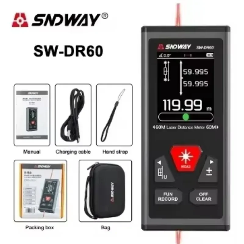 SNDWAY Двойной лазерный дальномер 60/100 м
SNDWAY Двойной лазерный дальномер 60/100 м