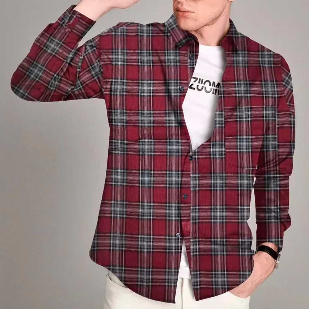 Men Shirt Top Loose Spring and Summer Casual Cotton Long Sleeve Plaid Print Casual Daily Lapel Single Breasted Thin Jacket Shirt
Men Shirt Top Loose Spring and Summer Casual Cotton Long Sleeve Plaid Print Casual Daily Lapel Single Breasted Thin Jacket Shirt