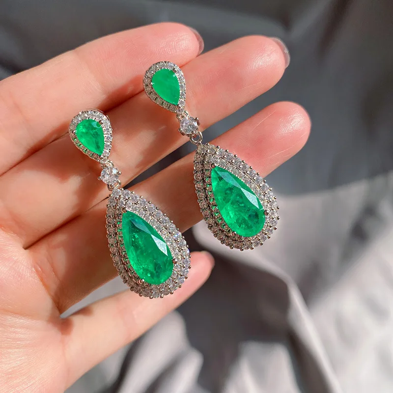 JitDoo 8*16MM Water Drop Paraiba Emerald Sapphire Earrings for Women Vintage Wedding Gemstone Jewelry
JitDoo 8*16MM Water Drop Paraiba Emerald Sapphire Earrings for Women Vintage Wedding Gemstone Jewelry