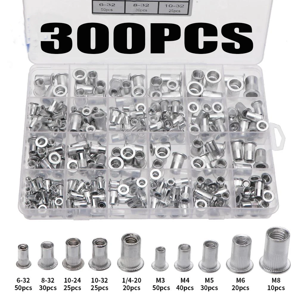 300pcs M3 M4 M5 M6 M8 6-32 8-32 10-24 10-32 Aluminum Rivet Nut Kit Rivnut Nutsert Assort Insert Reveting Multi Size Collocation
300pcs M3 M4 M5 M6 M8 6-32 8-32 10-24 10-32 Aluminum Rivet Nut Kit Rivnut Nutsert Assort Insert Reveting Multi Size Collocation