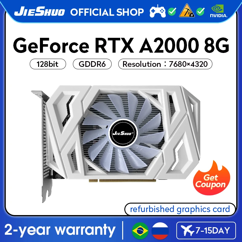 JIESHUO NVIDIA RTX A2000 8GB Single Fan Video Graphics Card GDDR6 GPU PCI-E 4.0 rtxa2000 8g PC Desktop Game Office KAS RVN CFX
JIESHUO NVIDIA RTX A2000 8GB Single Fan Video Graphics Card GDDR6 GPU PCI-E 4.0 rtxa2000 8g PC Desktop Game Office KAS RVN CFX