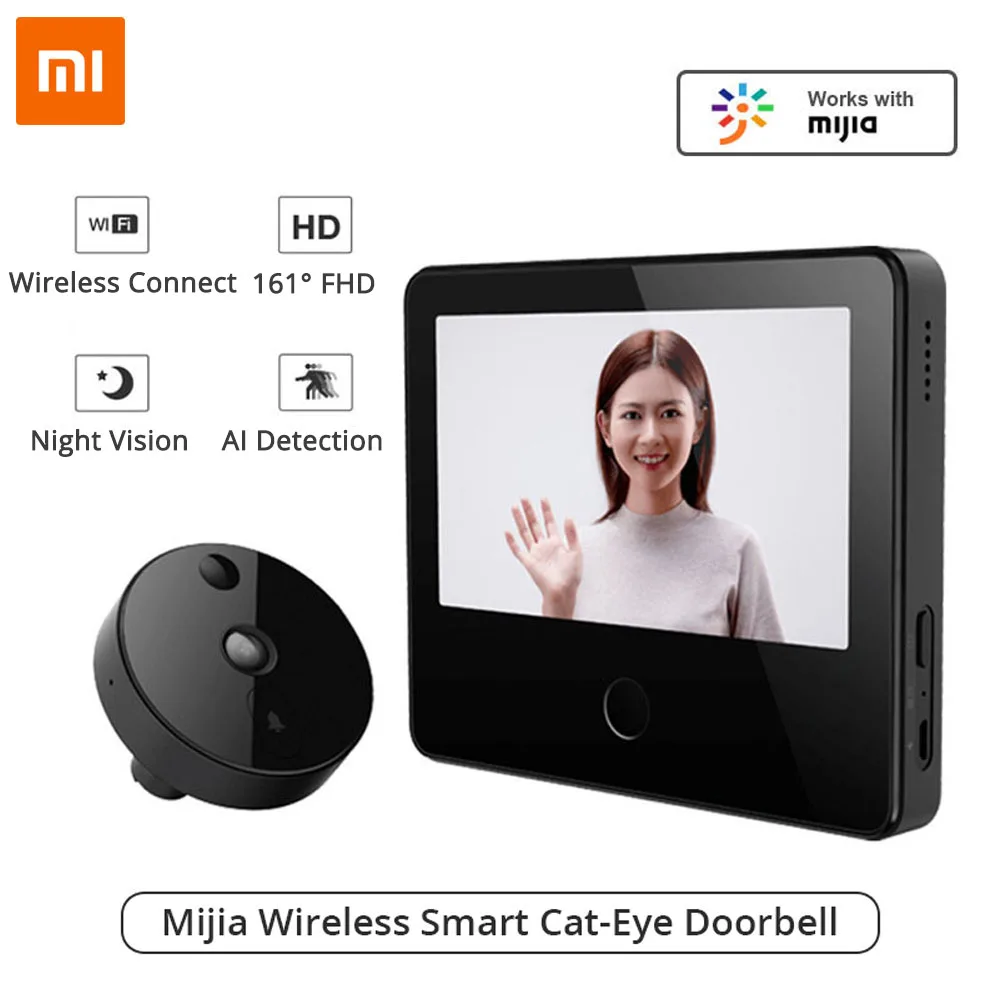 MIJIA Xiaomi Беспроводная умная камера кошачий глаз 720P FHD видео дверной звонок с 5-дюймовым сенсорным экраном AI распознавание лица и движения PIR MI
MIJIA Xiaomi Беспроводная умная камера кошачий глаз 720P FHD видео дверной звонок с 5-дюймовым сенсорным экраном AI распознавание лица и движения PIR MI