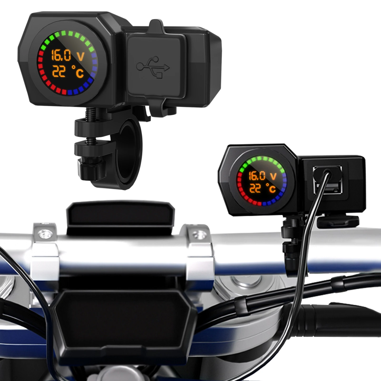 Motorcycle USB Car Charger Dual Socket With Voltage Temperature Digital Display Waterproof Car Outlet With Power Switch Button
Motorcycle USB Car Charger Dual Socket With Voltage Temperature Digital Display Waterproof Car Outlet With Power Switch Button