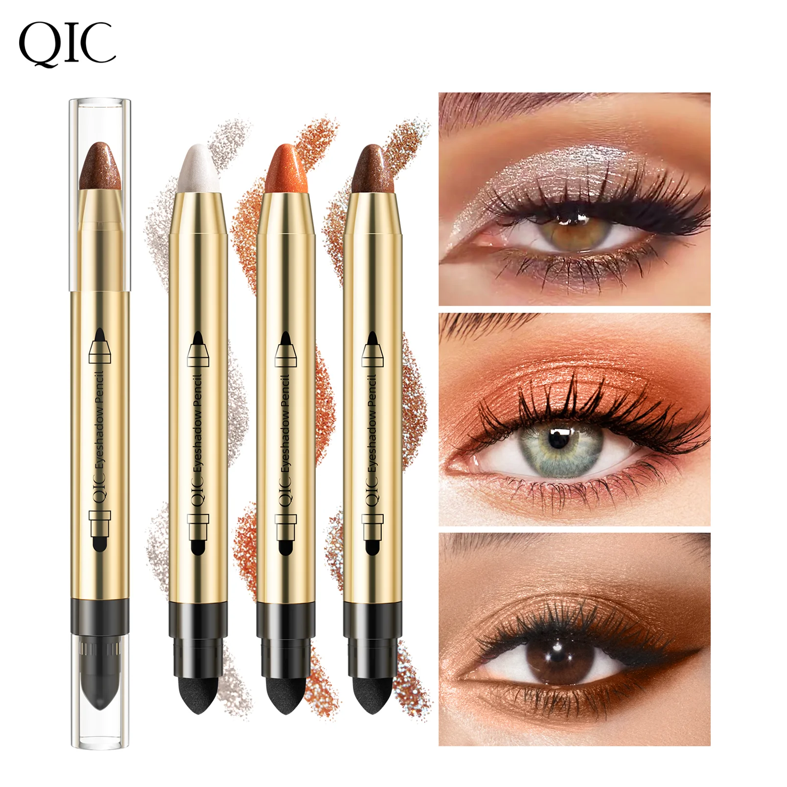 

HEALLOR Double End Glitter Eye shadow Stick Pencil Eyeshadow Makeup Highlighter Waterproof Shimmer Base Primer Eyebrow